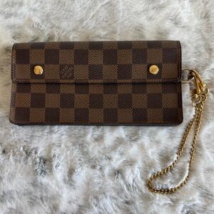 Louis Vuitton Damier Ebene Accordeon Long Wallet with Chain. P0230